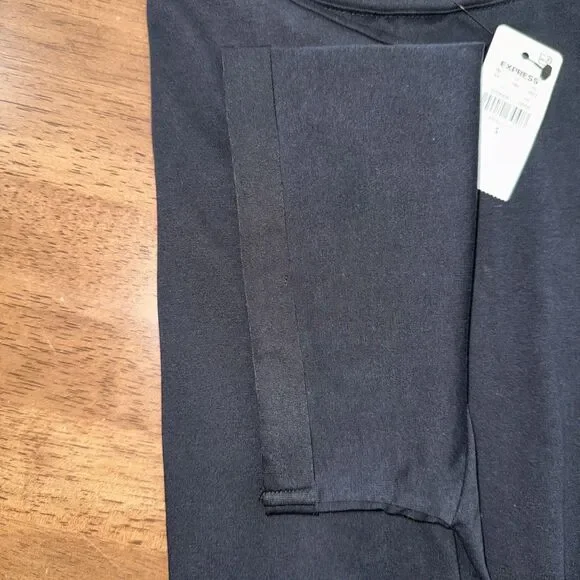 Express Black Ruched Draped Mini Dress NWT Small Stretch Bodycon Cocktail LBD - Picture 13 of 13